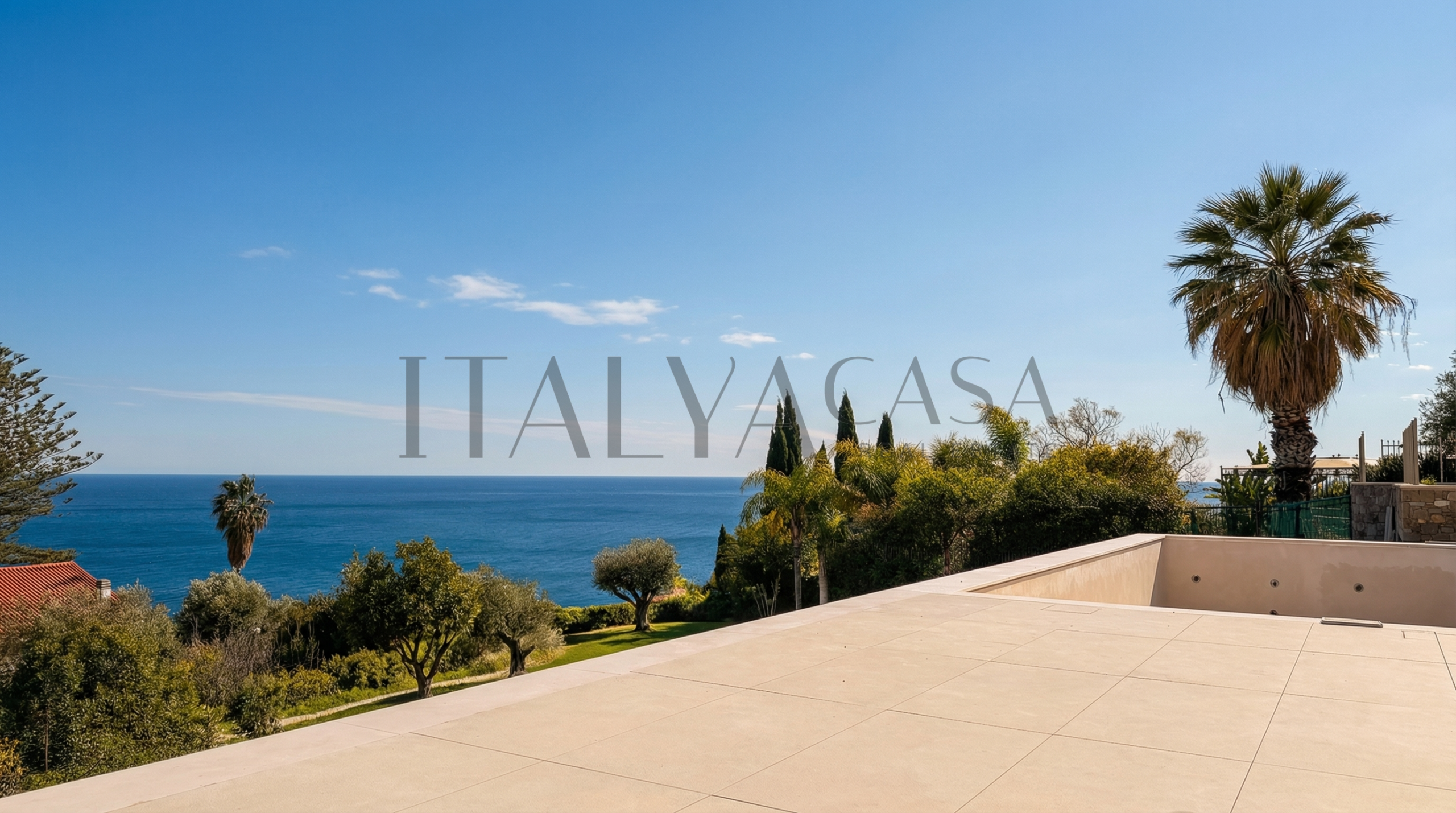 villa con piscina e vista mare, riviera dei fiori